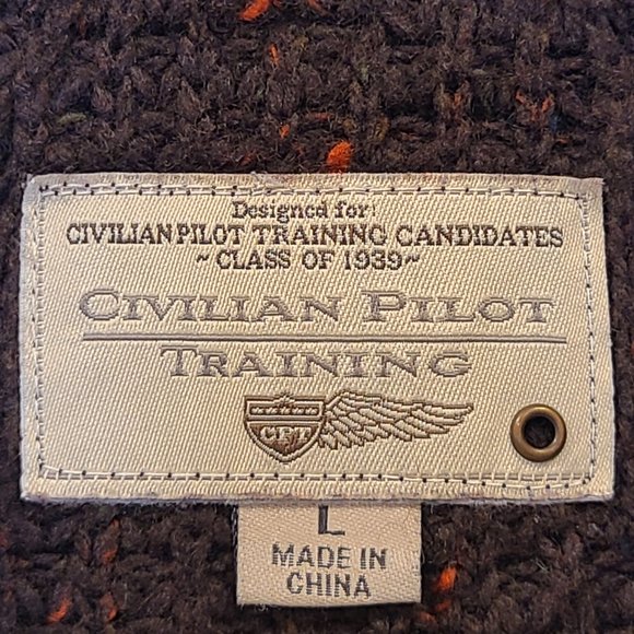 Military Cockpit USA Sweater Civilian Pilot Training V Neck Pullover Mens Large - Picture 7 of 10